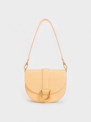 Charles & Keith Gabine Saddle Bag Bej Rengi | JPWX-59762