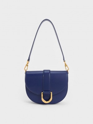 Charles & Keith Gabine Saddle Bag Lacivert | FVDS-19435
