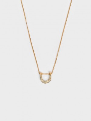Charles & Keith Gabine Swarovski Crystal Necklace Altın | FHIX-61083