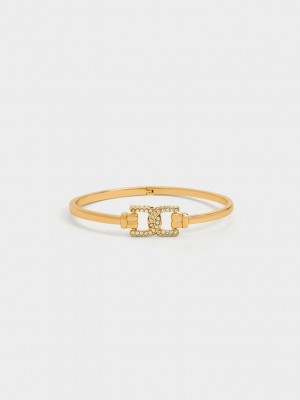 Charles & Keith Gabine Swarovski Crystal Cuff Bangle Altın | SUAZ-23567