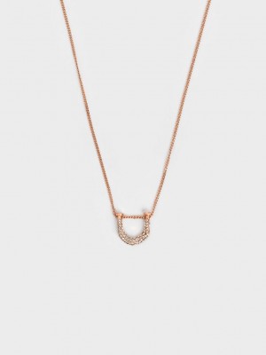 Charles & Keith Gabine Swarovski Crystal Necklace Pembe Altın | SBQW-61437