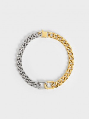 Charles & Keith Gabine Two-Tone Chain-Link Choker Necklace Renkli | LQCA-98325