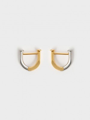 Charles & Keith Gabine Two-Tone Huggie Earrings Renkli | RZYK-73458