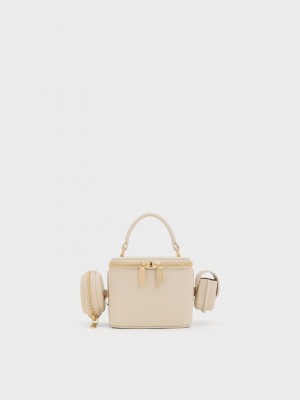 Charles & Keith Gaia Boxy Top Handle Bag Bej Rengi | UELS-37528