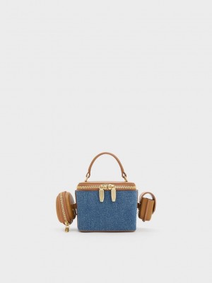 Charles & Keith Gaia Denim Boxy Top Handle Bag Mavi | CUXM-21067