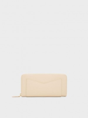 Charles & Keith Gaia Zip-Around Wallet Bej Rengi | ENJK-23150