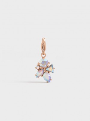 Charles & Keith Gem-Embellished Charm Pembe Altın | RYUF-42783