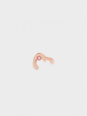 Charles & Keith Gem-Embellished Open Ring Pembe Altın | IPKG-67892