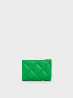 Charles & Keith Gemma Kapitone Card Holder Yeşil | LATH-02471