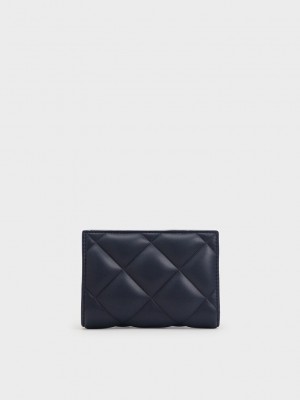 Charles & Keith Gemma Kapitone Card Holder Lacivert | KYEU-15906