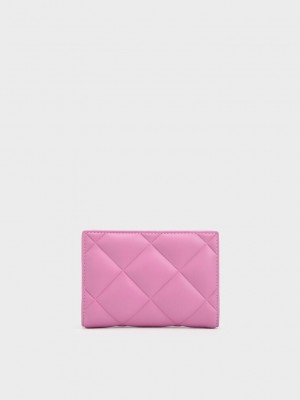 Charles & Keith Gemma Kapitone Card Holder Pembe | ELOR-09782