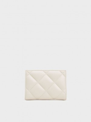 Charles & Keith Gemma Kapitone Card Holder Krema | BOLE-81752