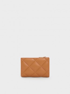 Charles & Keith Gemma Kapitone Card Holder Çikolata | BDIU-80374