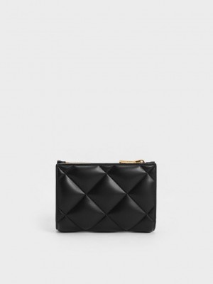 Charles & Keith Gemma Kapitone Cardholder Siyah | QLRO-39481