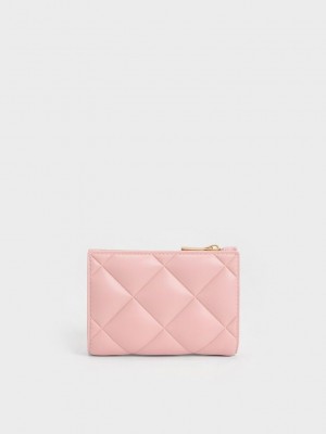 Charles & Keith Gemma Kapitone Cardholder Açık Pembe | NXDY-67250