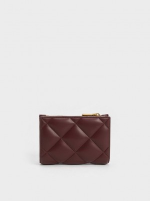 Charles & Keith Gemma Kapitone Cardholder Koyu Çikolata | AHXQ-12038