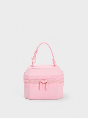 Charles & Keith Geometric Boxy Top Handle Bag Açık Pembe | GYXS-95130