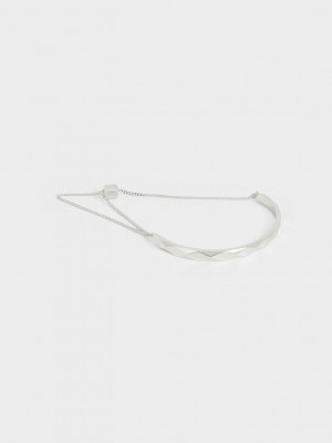 Charles & Keith Geometric Cuff Bracelet Gümüş | LQIE-43571