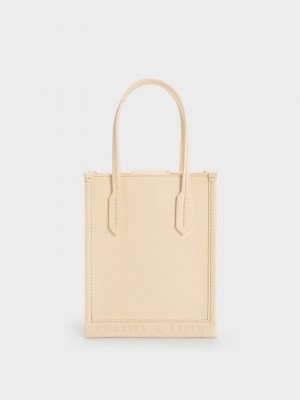 Charles & Keith Geometric Tote Bag Bej Rengi | UKRC-56190