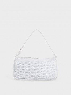 Charles & Keith Geona Örme Phone Pouch Beyaz | BNDU-20479