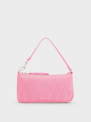 Charles & Keith Geona Örme Phone Pouch Pembe | VMCP-23691