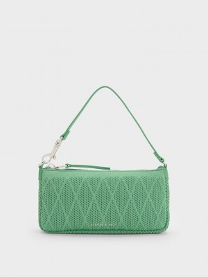 Charles & Keith Geona Örme Phone Pouch Yeşil | TDAK-91370