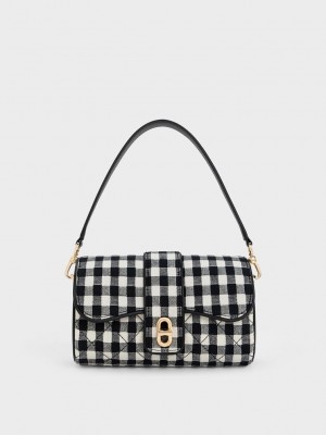 Charles & Keith Gingham Belted Crossbody Bag Renkli | GBUY-42075