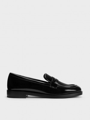 Charles & Keith Gretel Penny Loafers Siyah | HQUM-90587