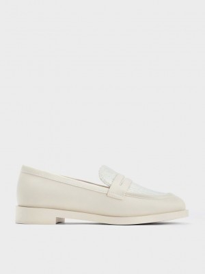 Charles & Keith Gretel Tweed Penny Loafers Pembe | EFWY-10683