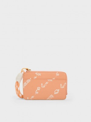 Charles & Keith Gwiana Printed Card Holder Turuncu | SMVG-04578