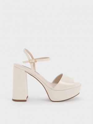 Charles & Keith Halle Peep-Burunlu Metallic Platform Sandals Pembe | YGTC-35746
