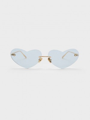 Charles & Keith Heart-Shaped Cat-Eye Sunglasses Mavi | UTIS-94650