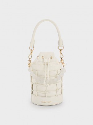 Charles & Keith Heart Motif Caged Bucket Bag Pembe | MNQI-20986