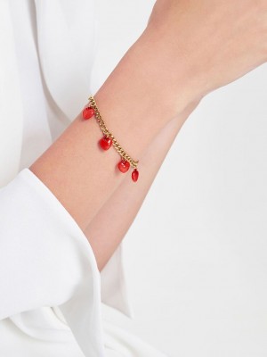 Charles & Keith Heart Motif Chain-Link Bracelet Kırmızı | QZNL-79806