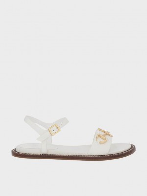 Charles & Keith Horsebit Back Askılı Sandals Beyaz | PFJA-71594