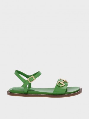 Charles & Keith Horsebit Back Askılı Sandals Yeşil | BAWN-03972
