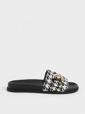 Charles & Keith Houndstooth Studded Tokalı Terlik Sandals Renkli | WEUD-05678