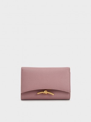 Charles & Keith Huxley Metallic-Accent Front Flap Wallet Mor | NMTB-91736