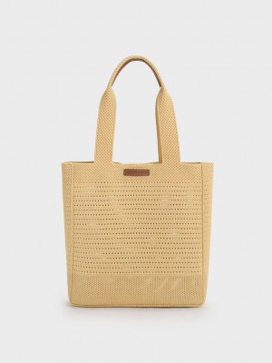 Charles & Keith Ida Örme Tote Bag Bej Rengi | OBSV-97164