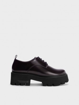 Charles & Keith Imogen Tıknaz Oxfords Bordo | KYVI-07846