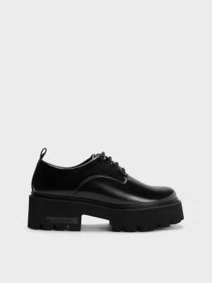 Charles & Keith Imogen Tıknaz Oxfords Siyah | BZQV-30164