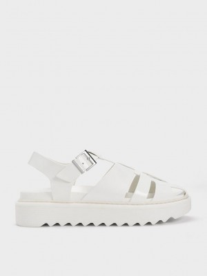 Charles & Keith Interwoven Buckled Sandals Beyaz | ZJLN-21546
