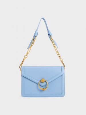 Charles & Keith Joelle Envelope Shoulder Bag Açık Mavi | MXOR-71438