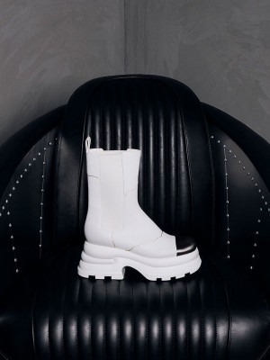 Charles & Keith Jules Deri Chelsea Boots Beyaz | CKUS-19862