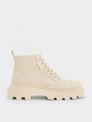 Charles & Keith Kanvas High-Top Sneakers Pembe | DXJT-62058