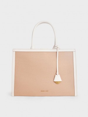 Charles & Keith Kanvas Tote Bag Renkli | JLAW-30952
