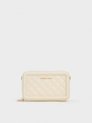 Charles & Keith Kapitone Boxy Long Wallet Krema | NSKD-05342