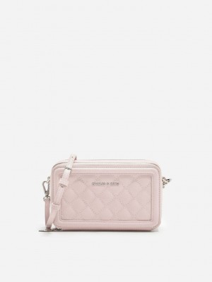 Charles & Keith Kapitone Boxy Long Wallet Pembe | LPDK-84201