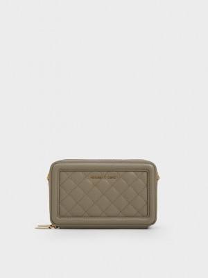 Charles & Keith Kapitone Boxy Long Wallet Haki | KBNQ-52768