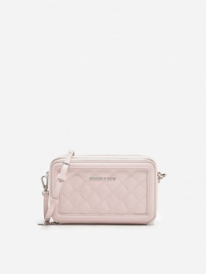 Charles & Keith Kapitone Boxy Long Wallet Pembe | HUZX-76134